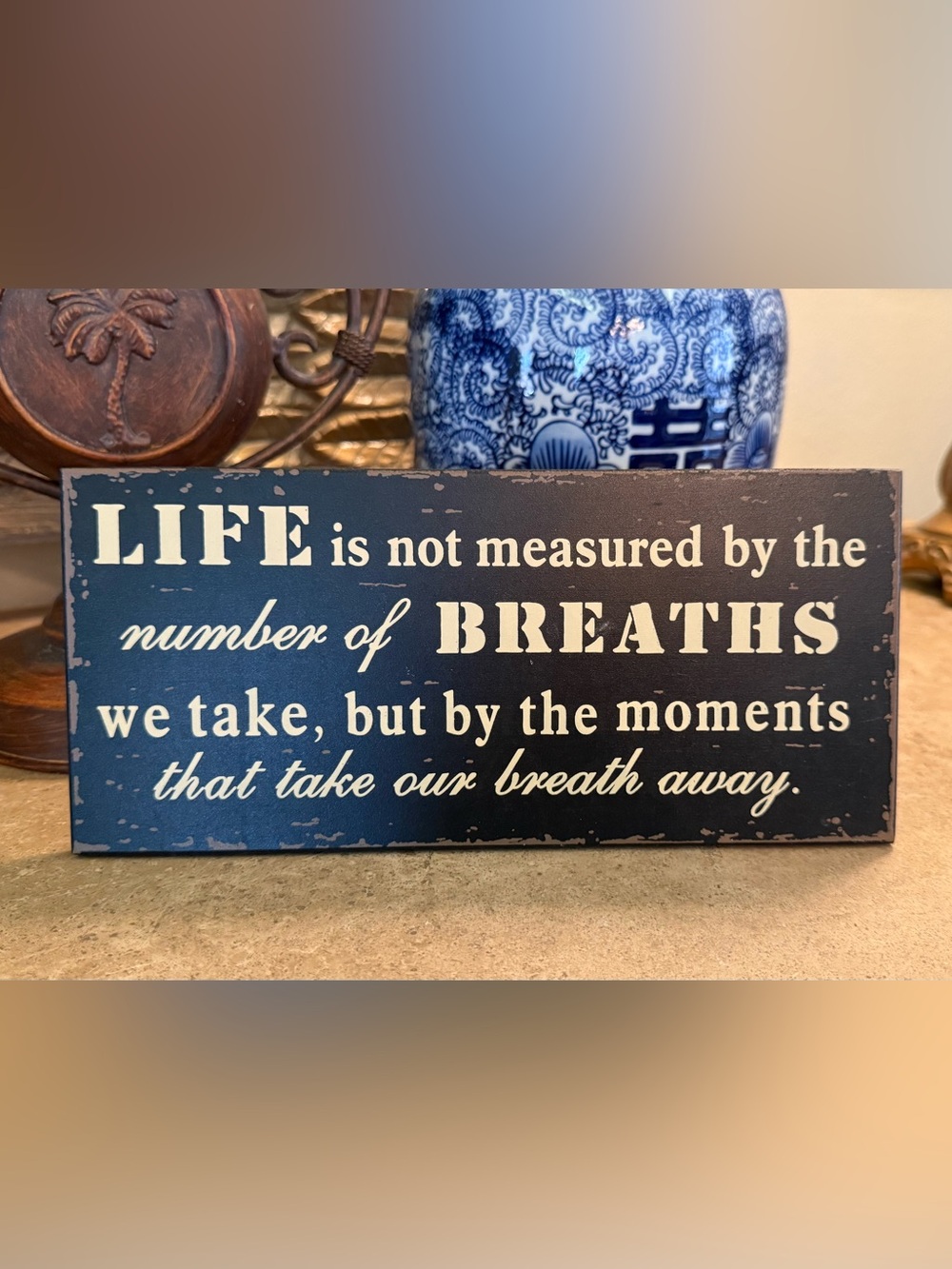 Inspirational 'Life is not measured...' Wooden Sign with Easel Back